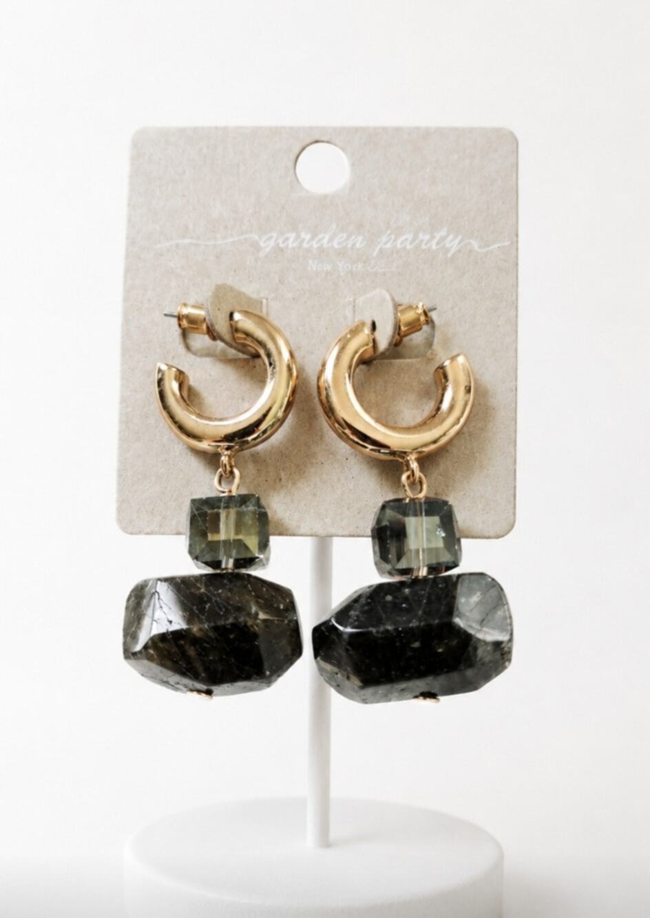 Garden Party Gold Stone Earrings New